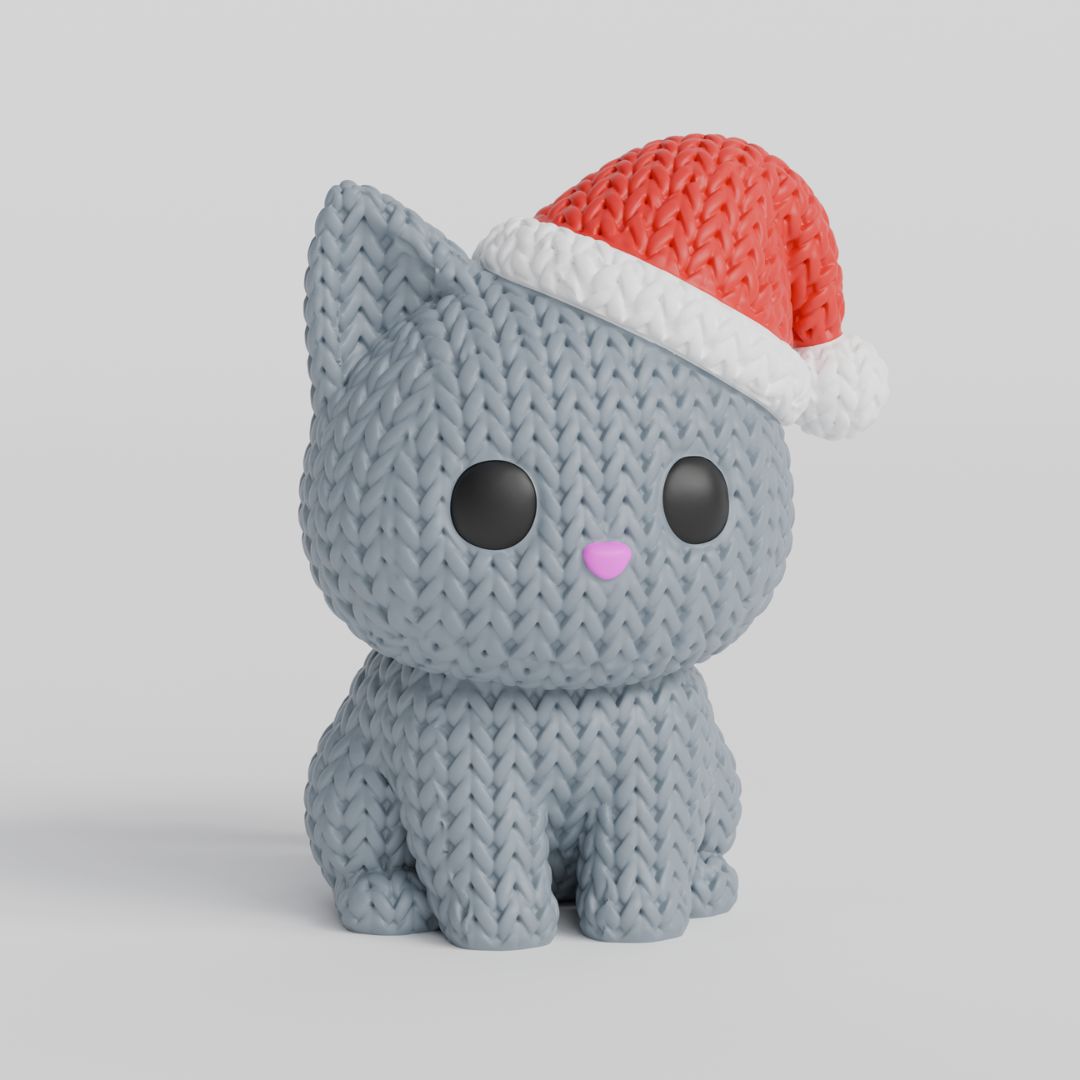 Hæklet Kat med nissehue (3D printet)