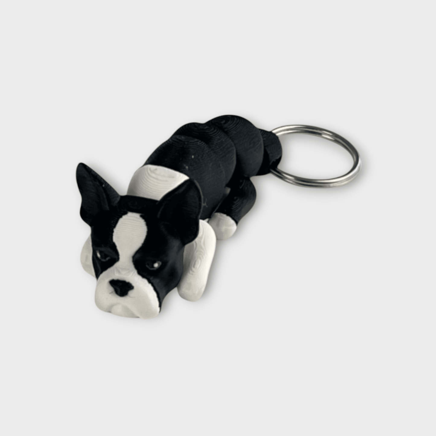 Flexi Dog nøglering: Boston Terrier - Bech 3D Design