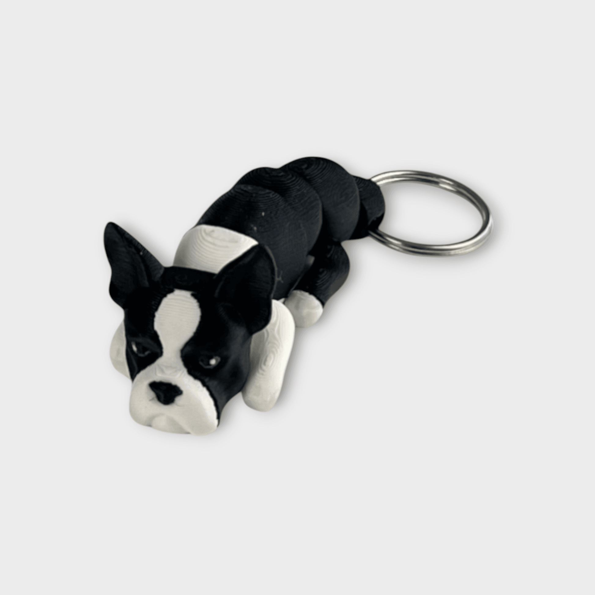 Flexi Dog nøglering: Boston Terrier - Bech 3D Design