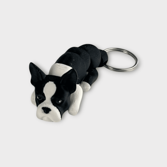 Flexi Dog nøglering: Boston Terrier - Bech 3D Design