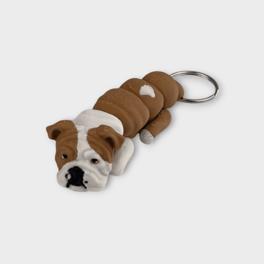 Flexi Dog nøglering: Engelsk Bulldog - Bech 3D Design