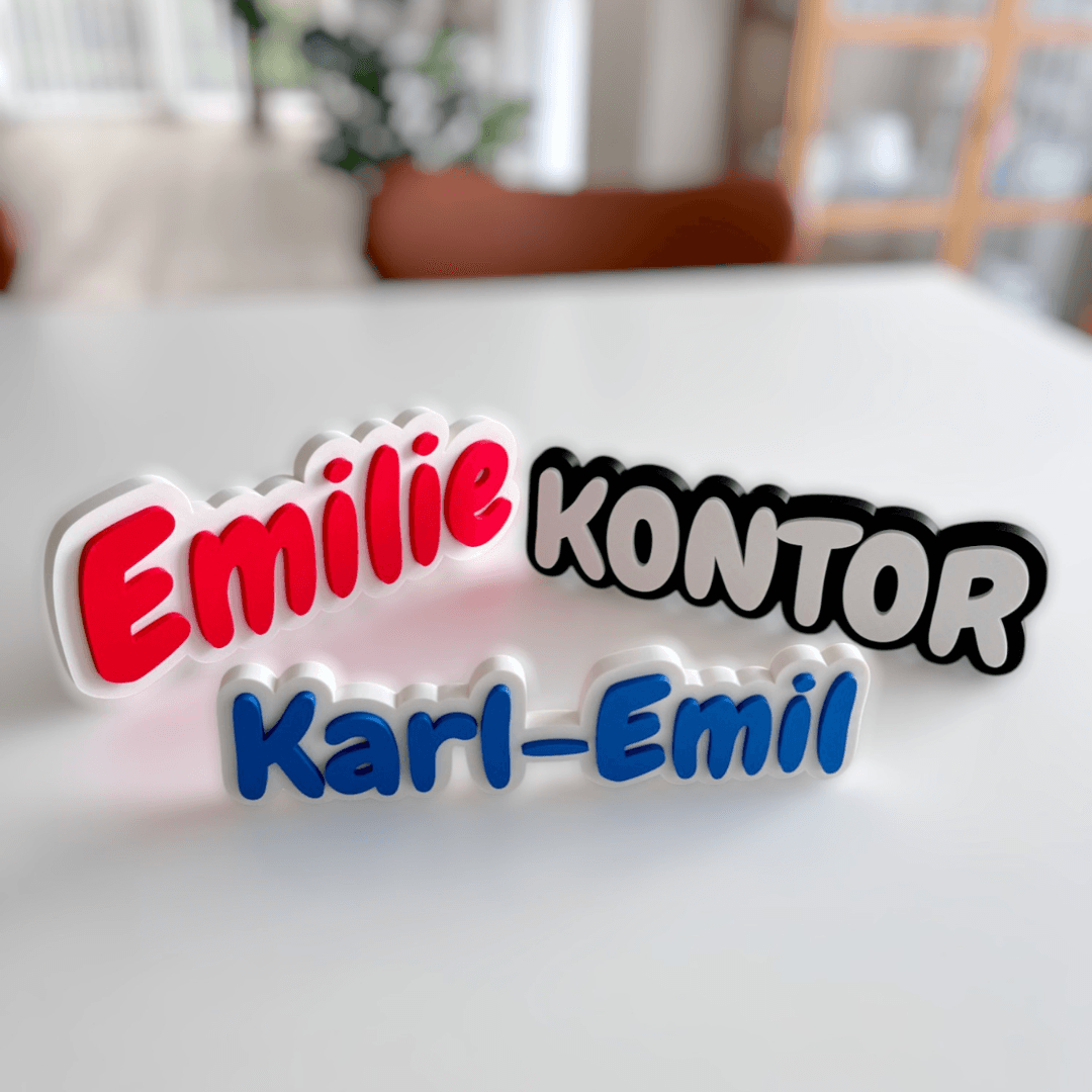 Personligt 3D-printet navneskilt - Bech 3D Design