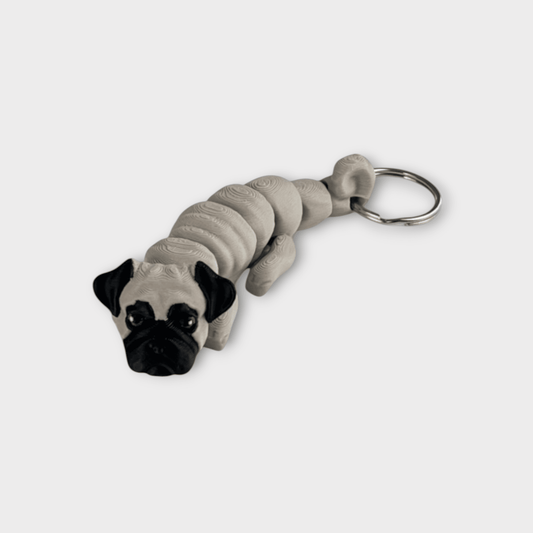 Flexi Dog nøglering: Pug - Bech 3D Design