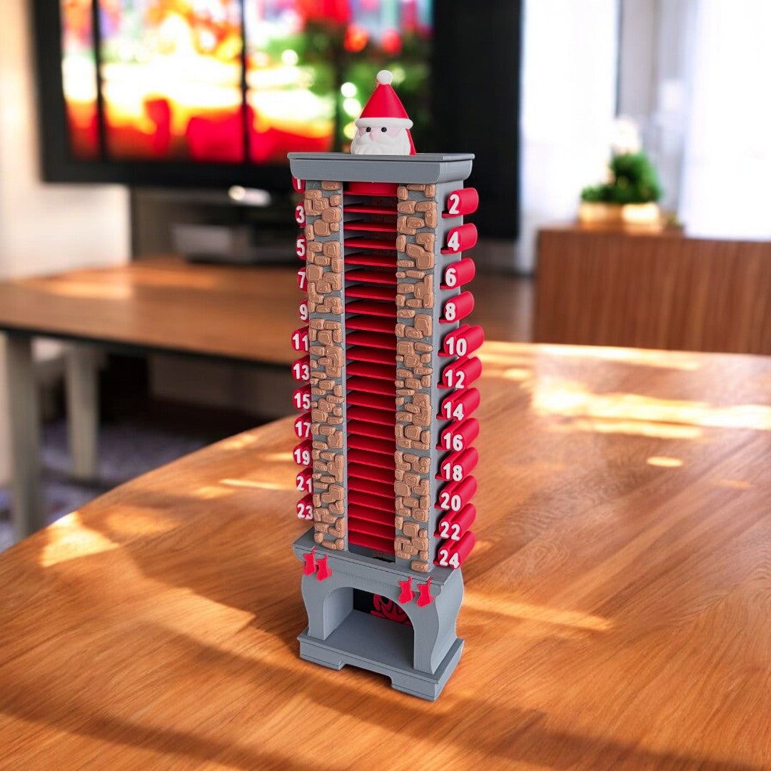 Sidevisning af 3D-printet julekalender i PLA – bæredygtig julepynt fra Bech3D