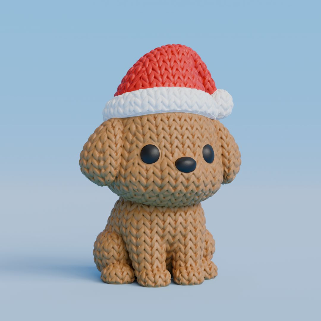 Hæklet Hund med nissehue (3D printet)