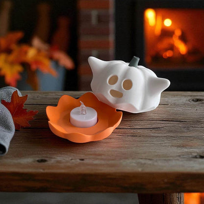 Halloween pynt græskar spøgelse med fyrfadslys indeni