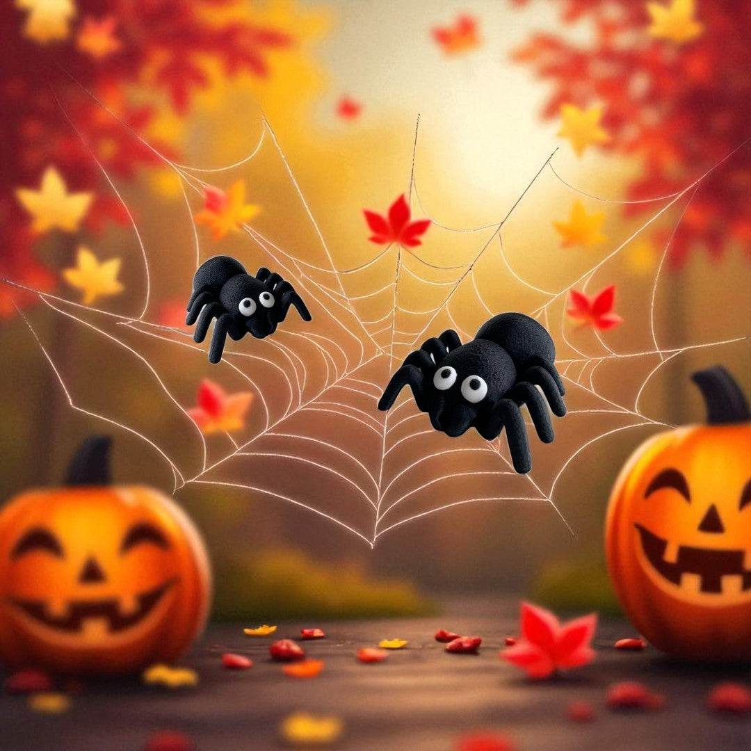 Halloween pynt sød og nuttet edderkop med bevægelig krop og ben.